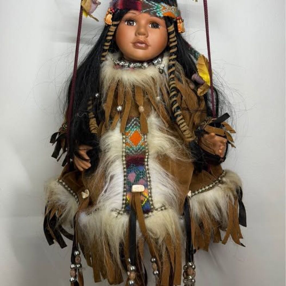 Cathay Collection Native American-Inspired Porcelain Doll on Swing 1 of 5000